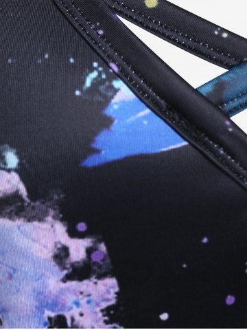 Plus Size Crisscross Butterfly Skull Print Gothic Dress