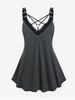 Plus Size Lace Trim Strappy Grommet Gothic Tunic Tank Top -  