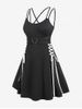 Plus Size Lace Up Backless High Waisted A Line Gothic Dress -  