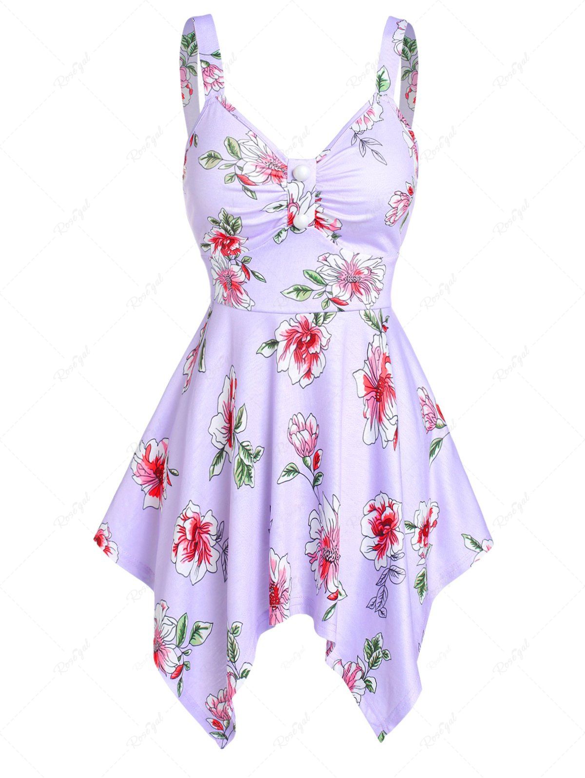 Débardeur Mouchoir Floral Violet clair XXL