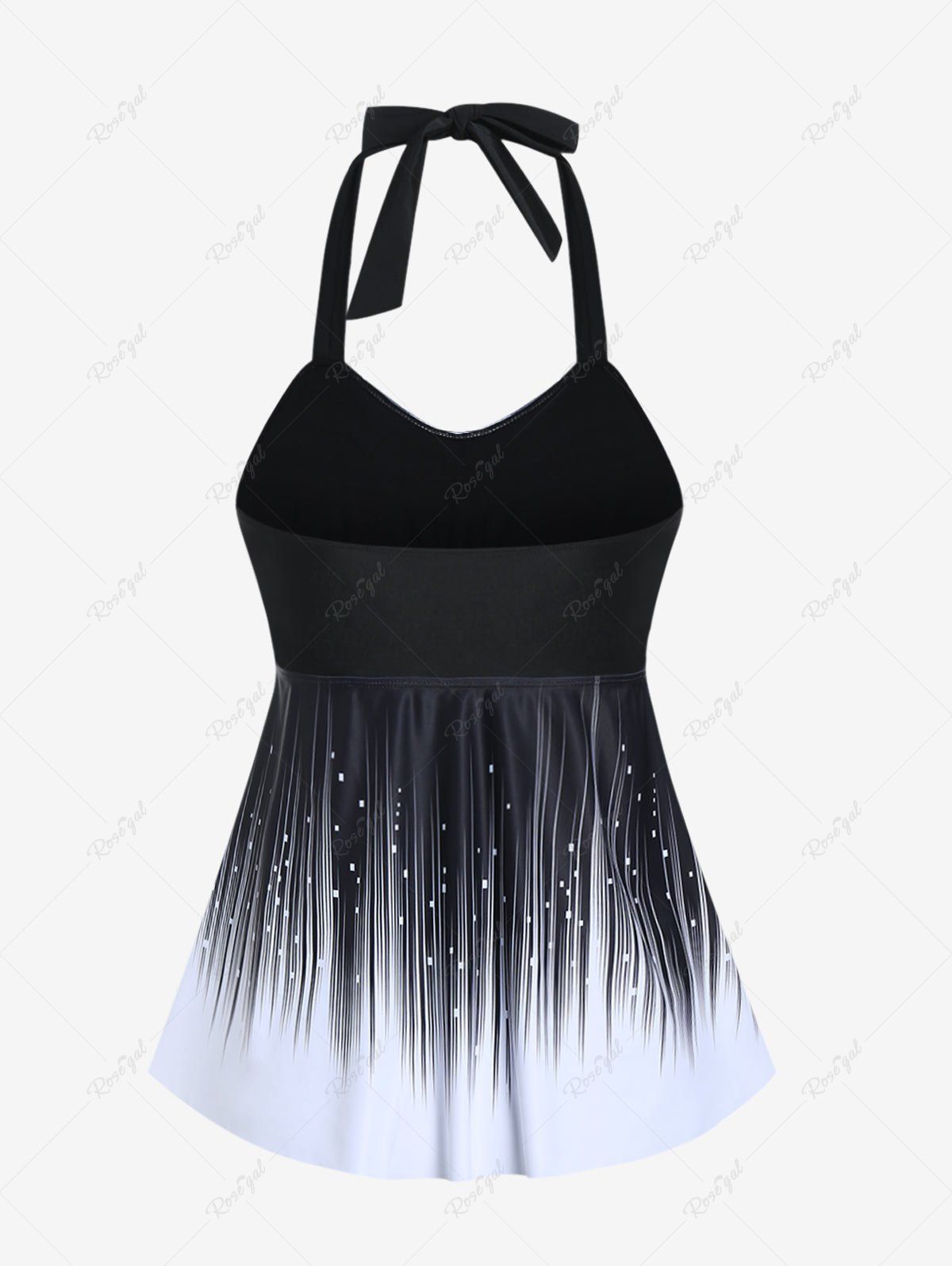 Plus Size Halter Backless Empire Waist Modest Boyshorts Tankini Swimsuit - 1x