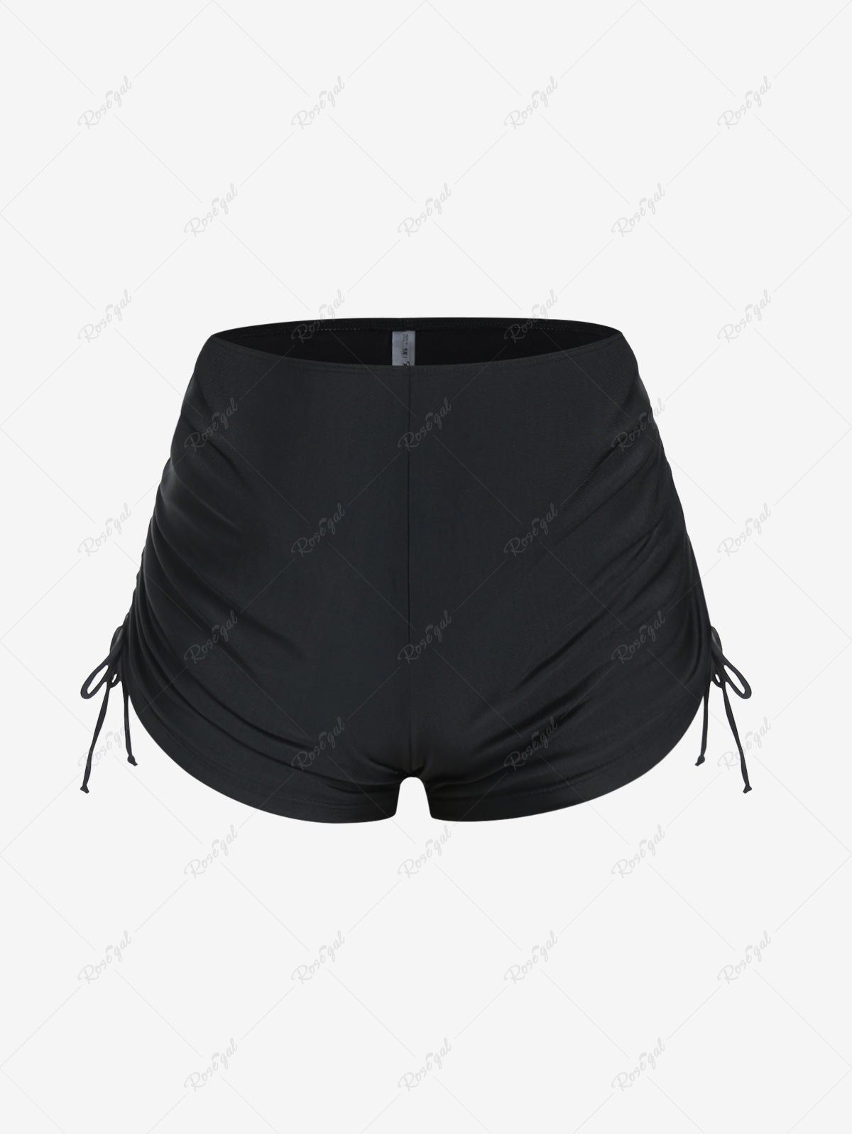 Plus Size Halter Backless Empire Waist Modest Boyshorts Tankini Swimsuit - 1x