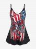 American Flag Skull Print Gothic Tank Top and American Flag Skull Print Patriotic Capri Leggings Plus Size Summer Outfit -  
