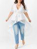 Plunge Lace High Low Longline Top and Lace Butterfly Jeans Plus Size Summer Outfit -  