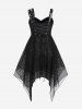 Plus Size Buckle Straps Grommets Handkerchief Gothic Midi Dress -  