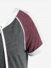 Plus Size Lace Up Colorblock Tunic T Shirt -  