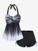 Plus Size Halter Backless Empire Waist Modest Boyshorts Tankini Swimsuit -  