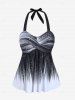 Plus Size Halter Backless Empire Waist Modest Boyshorts Tankini Swimsuit -  