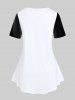 T-shirt Bicolore à Imprimé Lèvre Fleur de Grande Taille - Blanc M | US 10