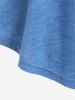 T-shirt Contrasté Découpé Manches Courtes de Grande Taille avec Œillet - Bleu 