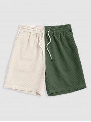 Two Tone Color Drawstring Shorts -  