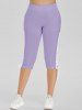 Plus Size Eyelet Lace Up Cropped Leggings -  