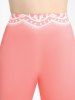 Floral Tie Blouse and Cami Top Set and High Waist 3D Print Capri Skinny Leggings Plus Size Summer Outfit -  