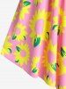 Plus Size Sunflower Print Striped High Waist Modest Tankini Swimsuit -  