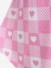 Plus Size Heart Print Colorblock Tunic Tank Top with Buttons -  