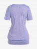 T-shirt à Imprimé Soleil Lune en Blocs de Couleurs avec Boutons de Grande Taille - Violet clair L | US 12