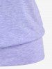 T-shirt à Imprimé Soleil Lune en Blocs de Couleurs avec Boutons de Grande Taille - Violet clair M | US 10