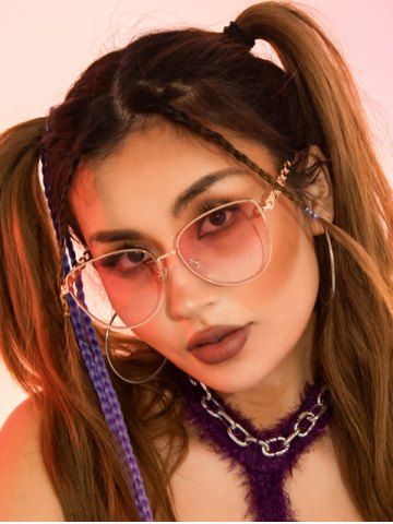 Metal Link Chain Ombre Color Sunglasses - LIGHT PINK