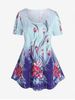 Plus Size Casual Floral Print Tee -  