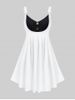 Plus Size Two Tone A Line Sleeveless Dress with Buttons -  