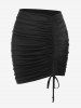 Plus Size Ruched Cinched Solid Bodycon Mini Skirt -  