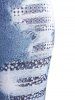 Legging Corsaire à Imprimé 3D Jean Déchiré à Taille Haute de Grande Taille - Bleu profond 4X | US 26-28