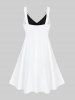 Plus Size Two Tone A Line Sleeveless Dress with Buttons -  