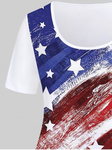 Plus Size Patriotic American Flag Print Tee