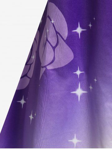 Plus Size Lace Up Cold Shoulder Floral Print Tee