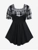 Plus Size Buckle Strap Plaid 2 in 1 Tee -  