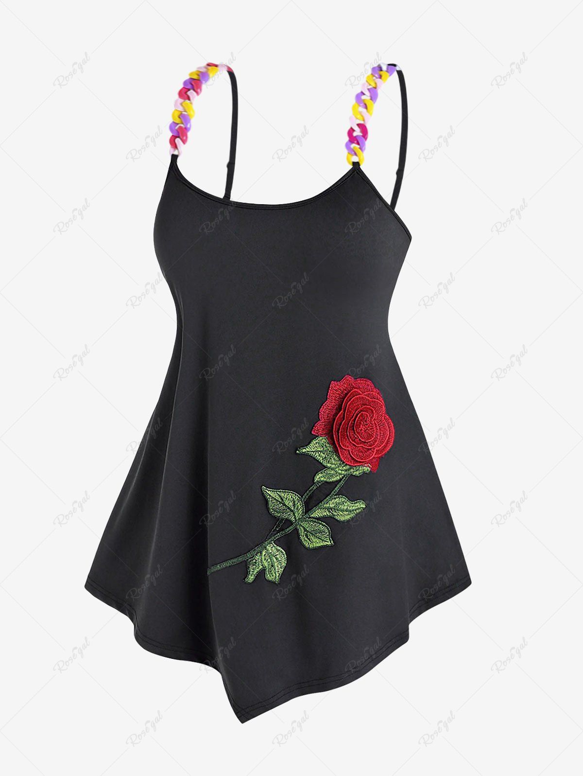 Shop Plus Size & Curve Backless Rose Embroidered Valentines Cami Top  