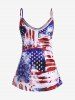 American Flag Paisley Patriotic Tank Top and Hearts and Patriotic American Flag Hearts Print Capri Leggings Plus Size Summer Outfit -  
