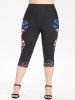American Flag Paisley Patriotic Tank Top and Hearts and Patriotic American Flag Hearts Print Capri Leggings Plus Size Summer Outfit -  