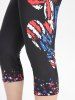 American Flag Paisley Patriotic Tank Top and Hearts and Patriotic American Flag Hearts Print Capri Leggings Plus Size Summer Outfit -  