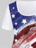 Plus Size Patriotic American Flag Print Tee -  