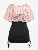 Plus Size & Curve Irregular Lace Capelet and Cinched Top -  