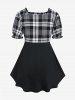 Plus Size Buckle Strap Plaid 2 in 1 Tee -  