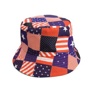 Patriotic American Flag Print Crushable Sun Proof Bucket Hat