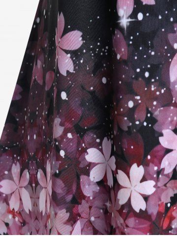 Plus Size Sakura Flower Printed Short Sleeves Tee