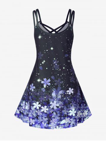 Plus Size & Curve Sakura Flower Crisscross A Line Sundress