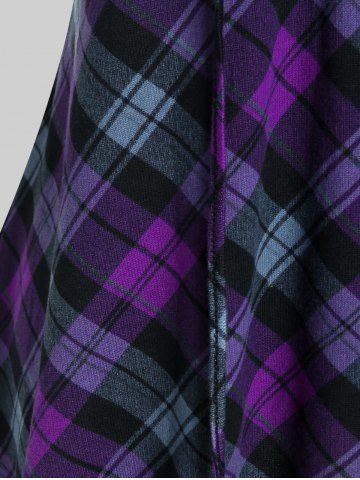 Plus Size Plaid Lace Up 2 in 1 Tee