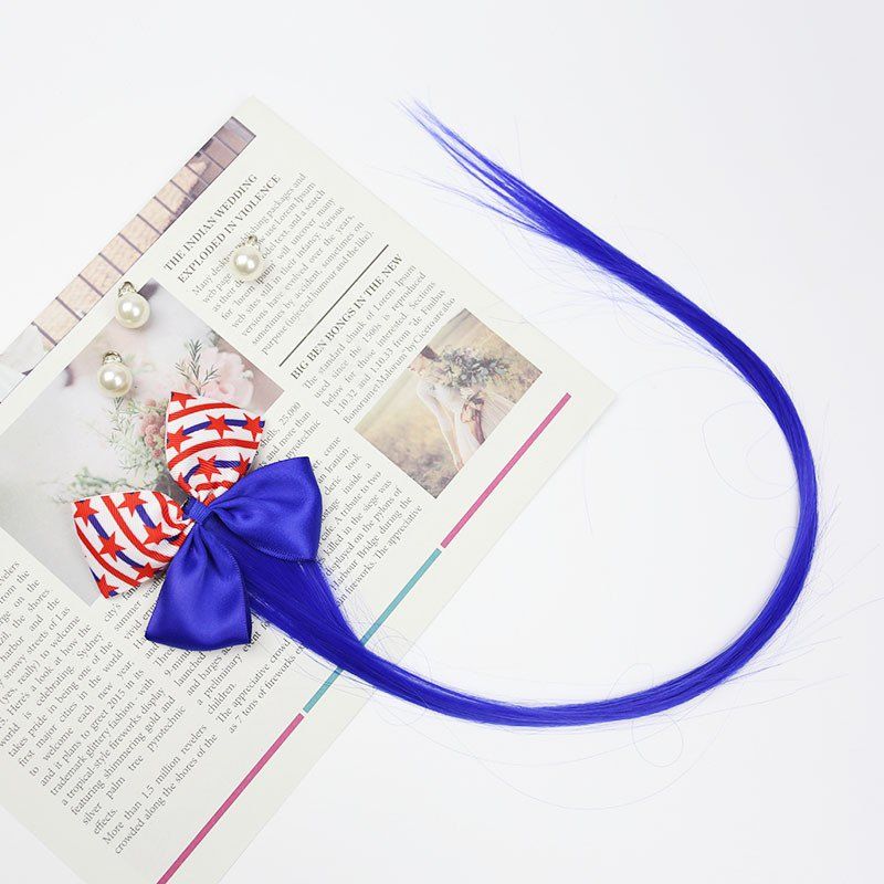 Extension de Cheveux de Soirée Patriotique avec Nœud Papillon Bleu 