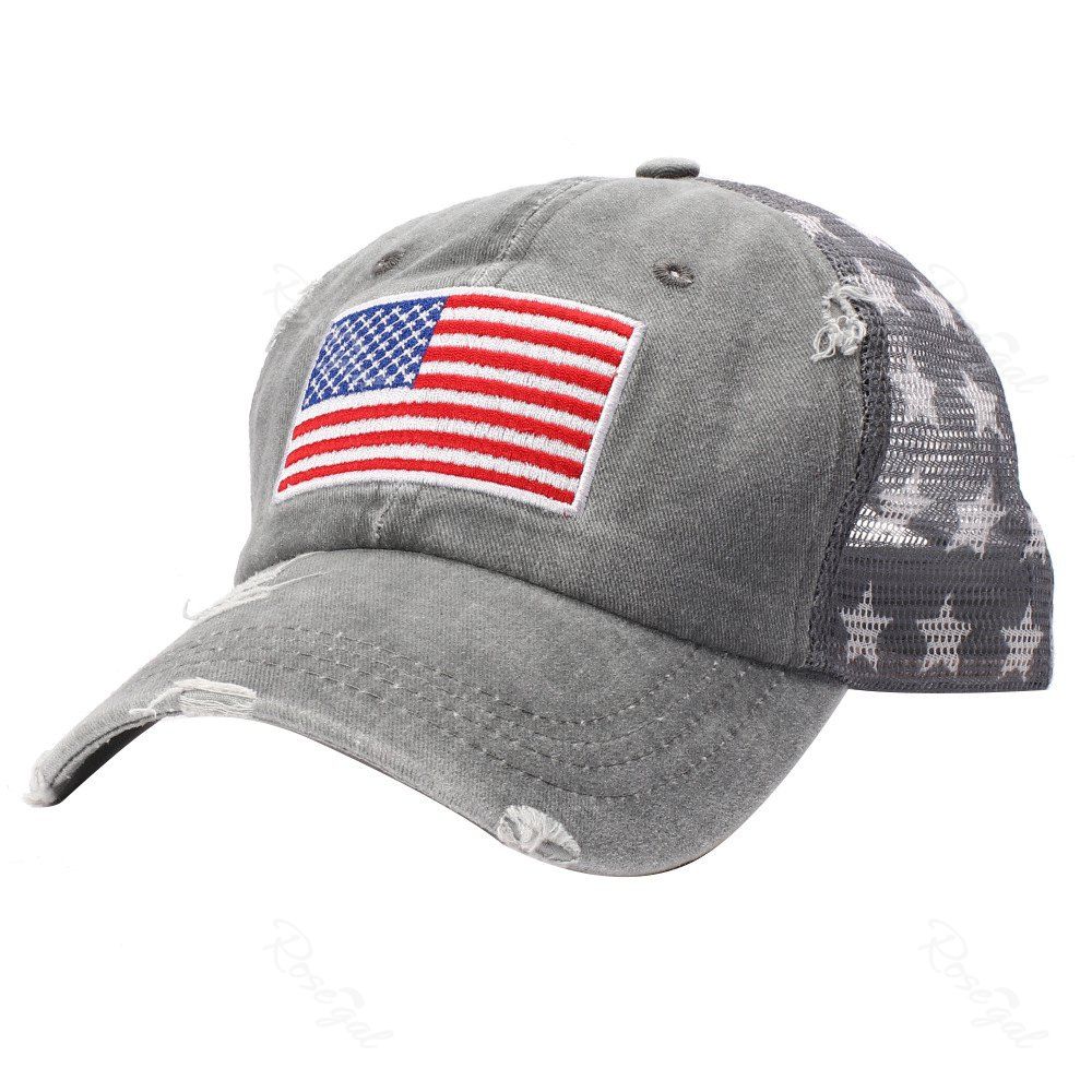 Chic Patriotic Mesh Insert American Flag USA Embroidered Baseball Cap  