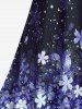 Robe D'été Croisé Courbe Grande Taille à Fleur de Cerisier en Ligne A - Bleu 1X | US 14-16