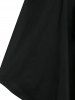 Plus Size Cold Shoulder Colorblock Chains Lace Up Tee -  