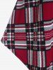 Plus Size Colorblock Heart Ring Embellished Plaid Tunic Top -  