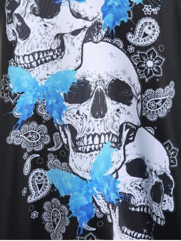 Plus Size Gothic Skull Butterfly Print Tank Top (Adjustable Straps)
