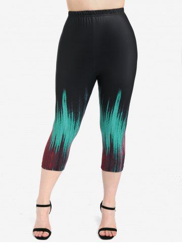 Plus Size High Waist Ombre Color Capri Leggings