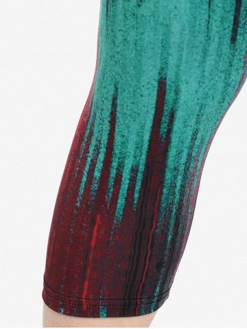 Plus Size High Waist Ombre Color Capri Leggings