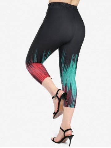 Plus Size High Waist Ombre Color Capri Leggings